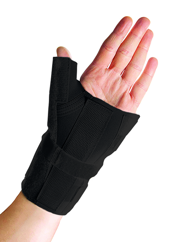 Thermoskin Wrist Brace with Thumb Splint, Black, Left