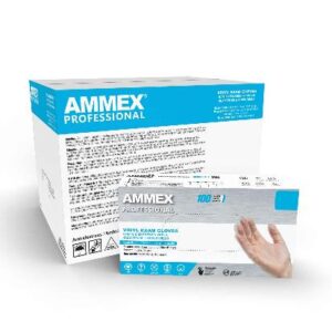 AMMEX Clear Vinyl Exam Latex Free Disposable Gloves (Case of 1000)