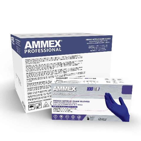 AMMEX Indigo Nitrile Exam Latex Free Disposable Gloves (Case of 1000)
