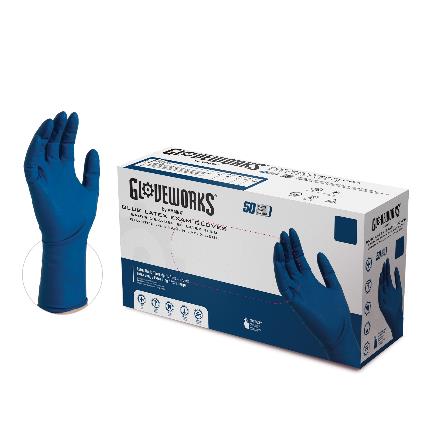 Gloveworks Blue Latex Exam Powder Free Disposable Gloves (Case of 500)