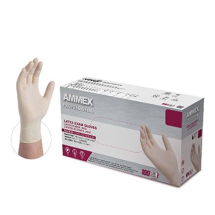 AMMEX Professional Ivory Latex Exam Powder Free Disposable Gloves (Case of 1000) - Image 2