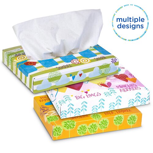 Kleenex Junior Facial Tissue, 2-Ply, Flat Box, White